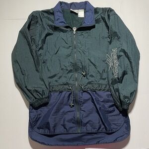 VINTAGE Reebok Jacket Windbreaker Green Blue Adirondack Mid Length‎